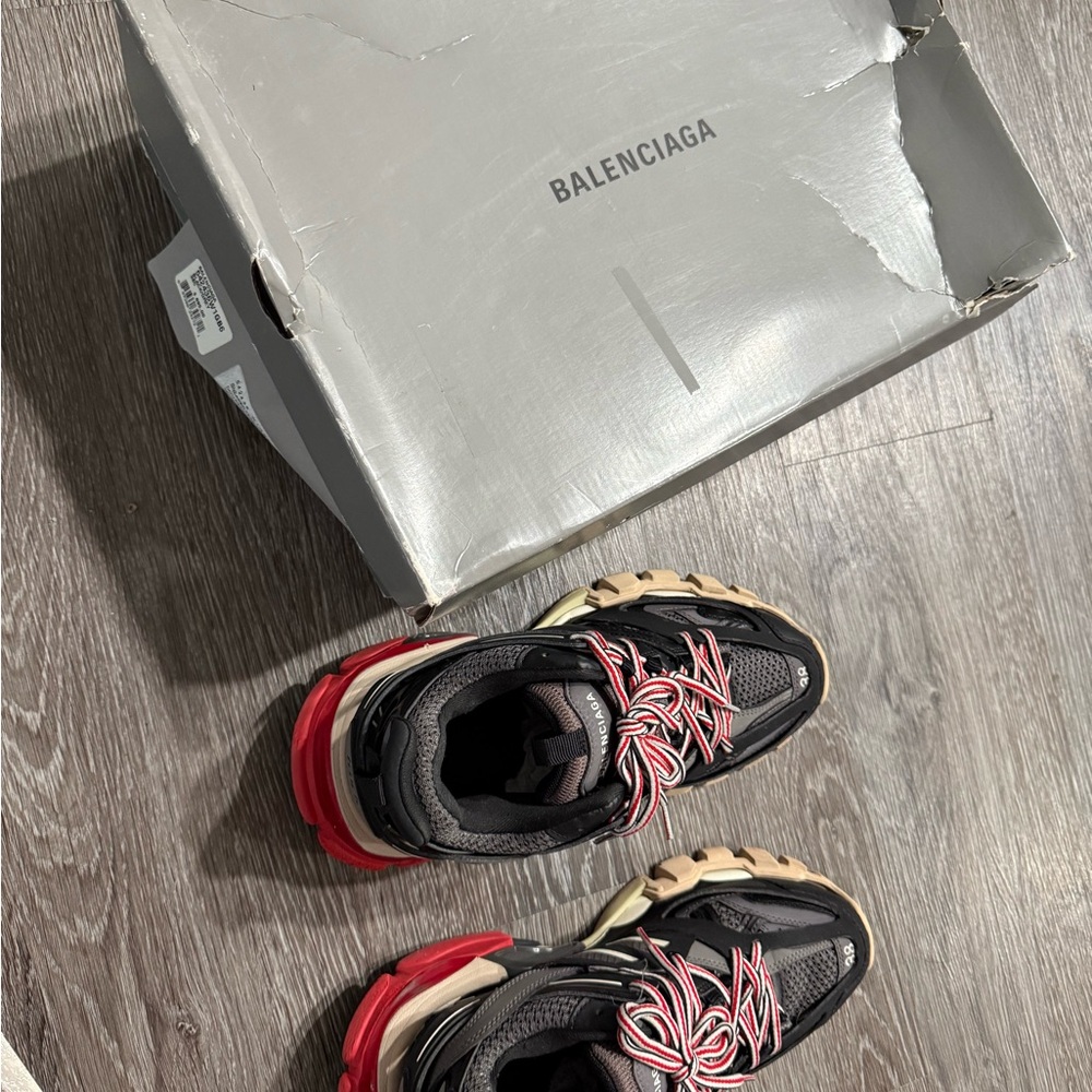 Balenciaga Black and Red Chunky Sneakers